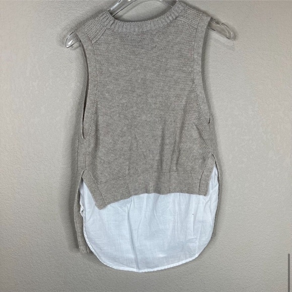 Brochu Walker Women’s Linen Blend Knit Sweater Tank Top Tan White Size Small - Picture 5 of 6